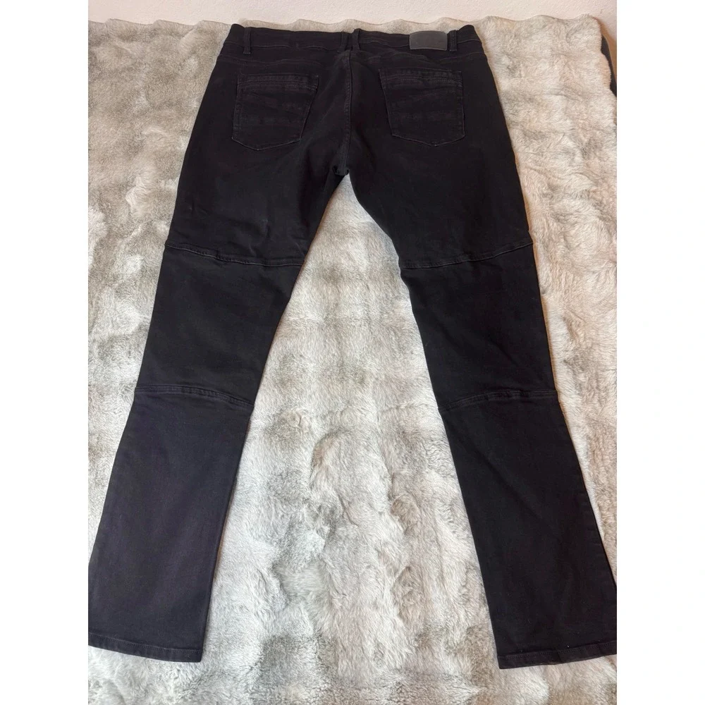 A Tiziano Mens Black Moto Panel Denim Size 44 Streetwear Cotton Stretch-0589